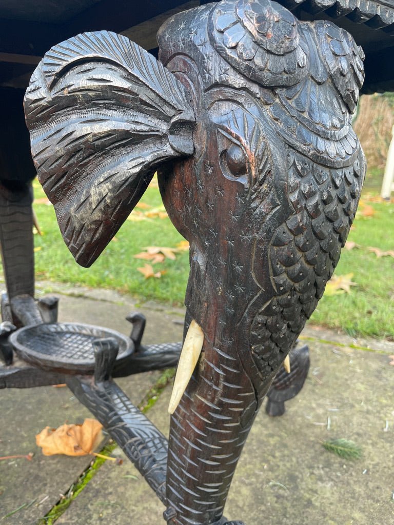 Carved Ebonised Indian Hardwood Elephant Head Side / Center Coffee Table Circa 1900The Furniture Recycling ShopFurniture