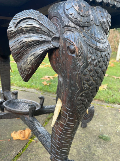 Carved Ebonised Indian Hardwood Elephant Head Side / Center Coffee Table Circa 1900The Furniture Recycling ShopFurniture
