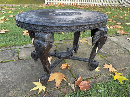 Carved Ebonised Indian Hardwood Elephant Head Side / Center Coffee Table Circa 1900The Furniture Recycling ShopFurniture