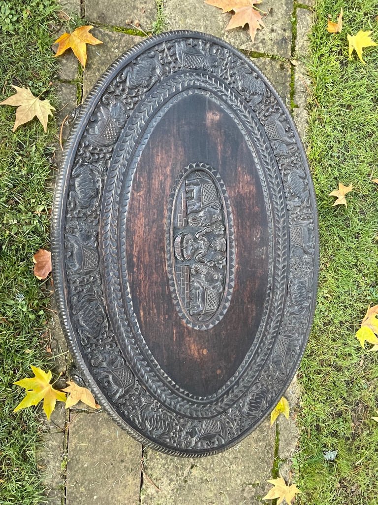 Carved Ebonised Indian Hardwood Elephant Head Side / Center Coffee Table Circa 1900The Furniture Recycling ShopFurniture