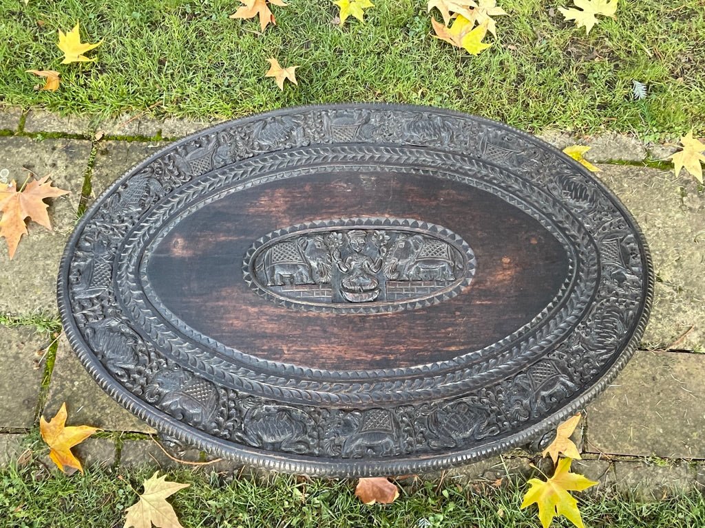Carved Ebonised Indian Hardwood Elephant Head Side / Center Coffee Table Circa 1900The Furniture Recycling ShopFurniture