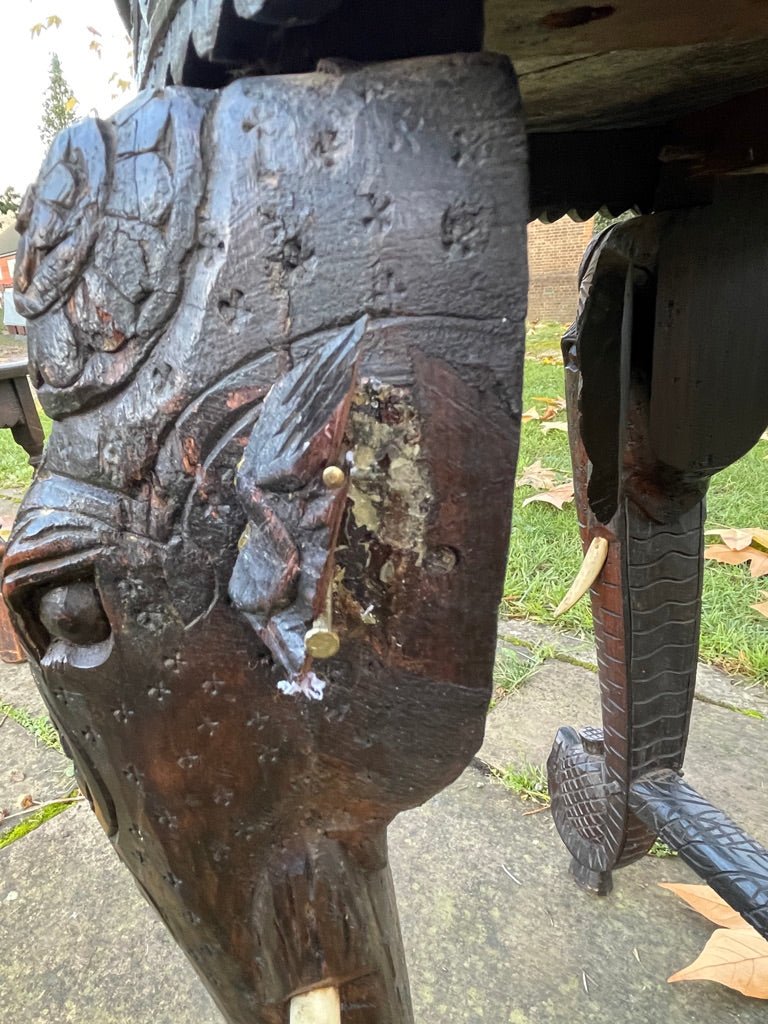 Carved Ebonised Indian Hardwood Elephant Head Side / Center Coffee Table Circa 1900The Furniture Recycling ShopFurniture
