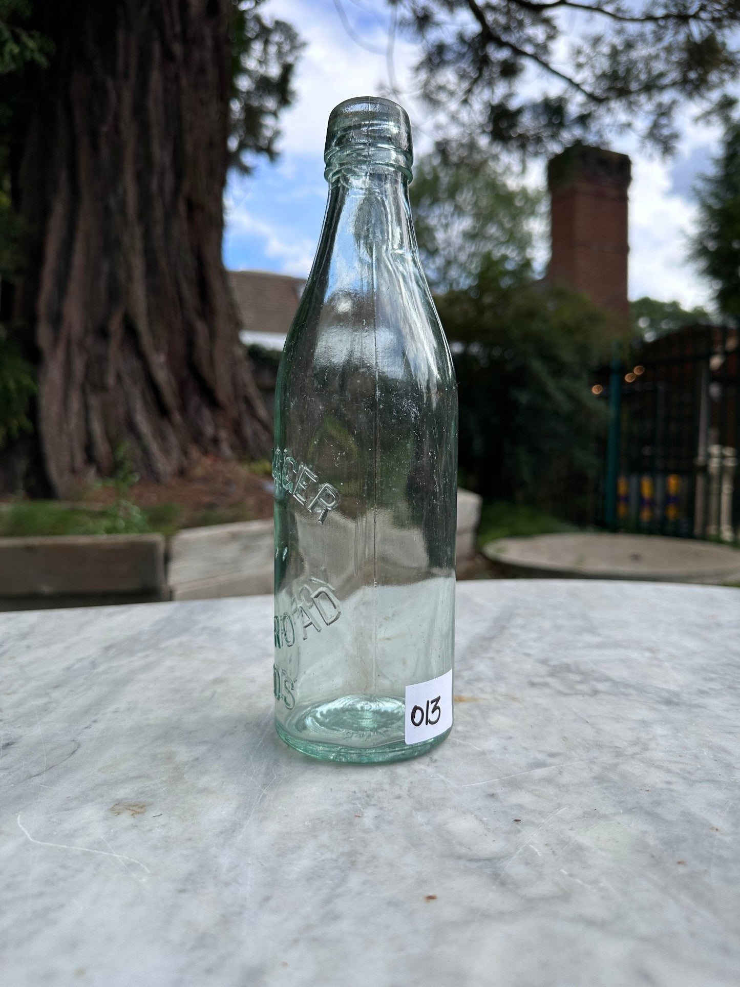 C.D. Jagger, York Road, Leeds Antique Aqua Blue Glass Bottle - Vintage Glass BottleThe Furniture Recycling ShopBottle