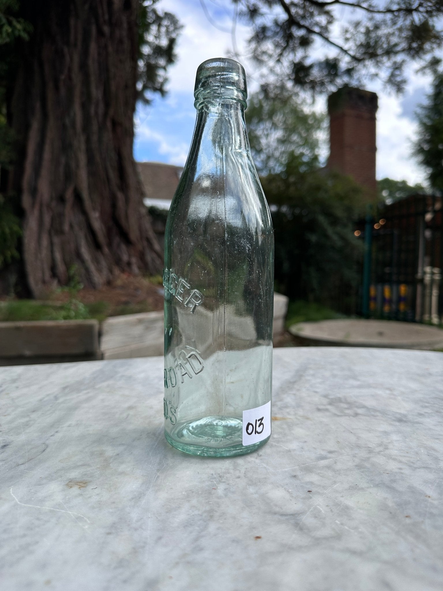 C.D. Jagger, York Road, Leeds Antique Aqua Blue Glass Bottle - Vintage Glass BottleThe Furniture Recycling ShopBottle