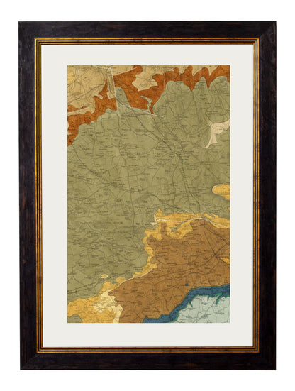 c 1850 geology map of cumbria framed print in size 38 x 50cm - glass-fronted framed wall art print with solid wood frame, a beautiful addition to stylish homes