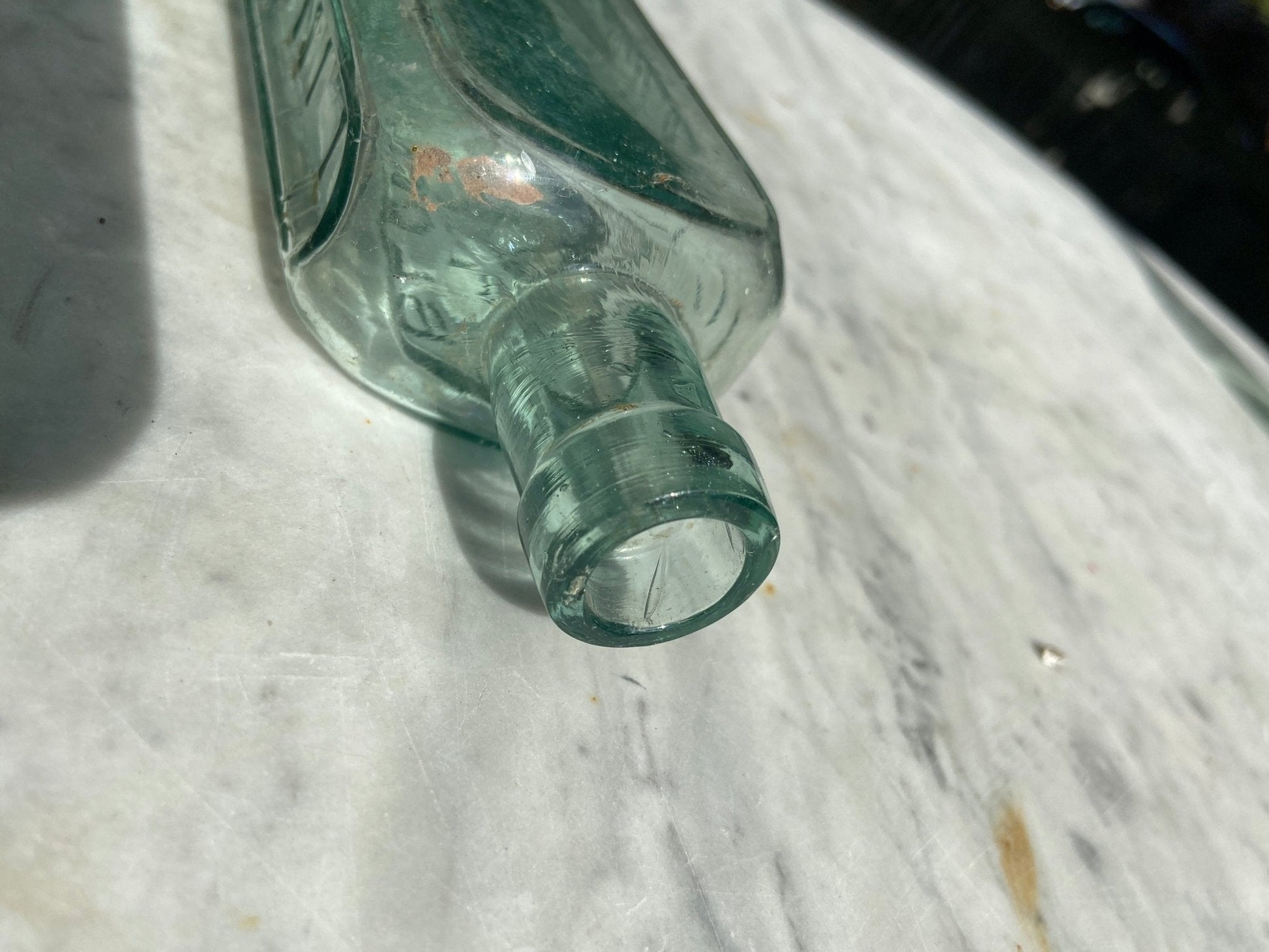 Clarke's World Famous Blood Mixture Antique Aqua Blue Glass Bottle - Vintage Glass BottleThe Furniture Recycling ShopBottle