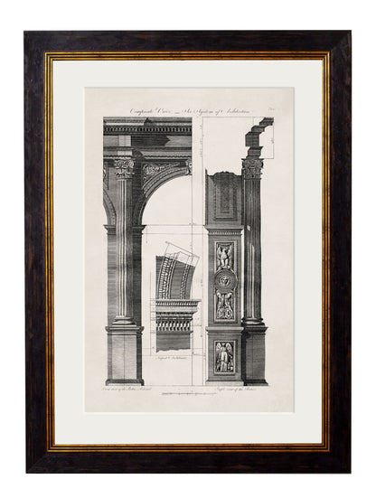 c 1796 study of composite architecture in size 38 x 50cm - glass-fronted framed wall art print with solid wood frame, designed for high-end interior design