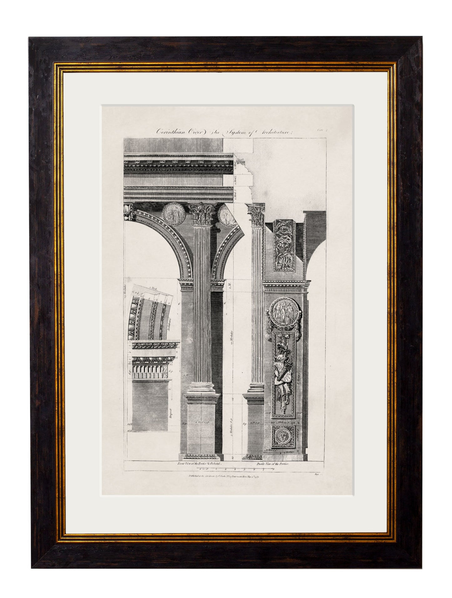 c 1796 study of composite architecture in size 50 x 70cm - glass-fronted framed wall art print with solid wood frame, ideal for contemporary home styling