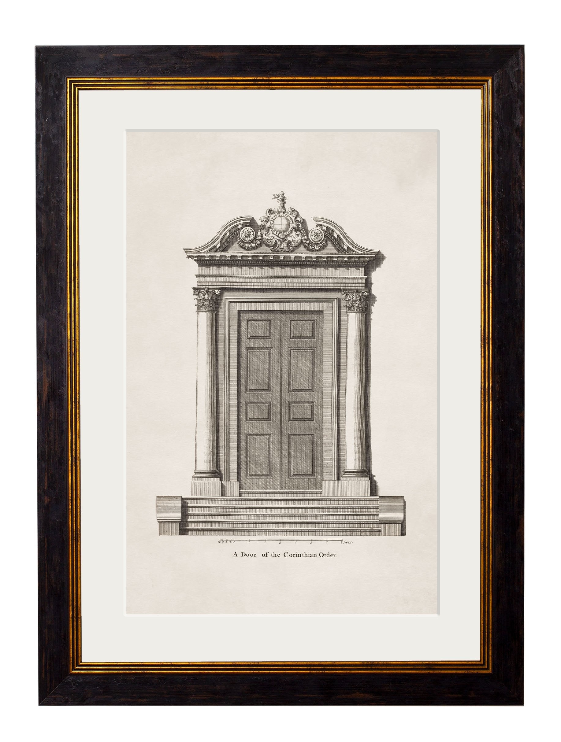c 1756 study of a corinthian door in size 38 x 50cm - glass-fronted framed wall art print with solid wood frame, designed for high-end interior design