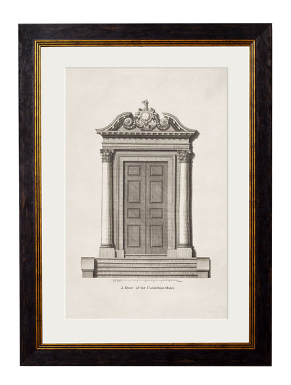 c 1756 study of a corinthian door in size 38 x 50cm - glass-fronted framed wall art print with solid wood frame, designed for high-end interior design