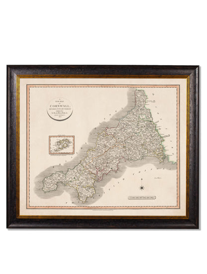 c 1806 county maps of england - premium glass-fronted framed art print with solid wood frame, ideal for contemporary home styling
