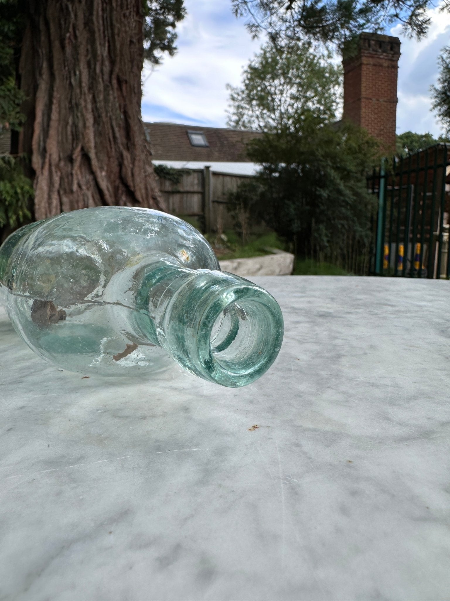 Cox & Malin Ltd, Derby Antique Aqua Glass Bottle - Vintage Glass BottleThe Furniture Recycling ShopBottle