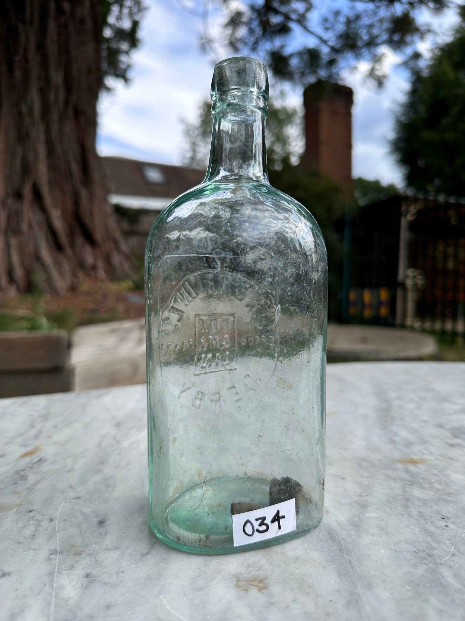 Cox & Malin Ltd, Derby Antique Aqua Glass Bottle - Vintage Glass BottleThe Furniture Recycling ShopBottle