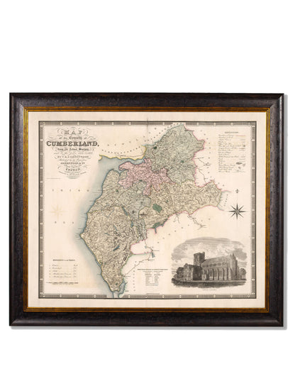 c 1830 map of the county of bedford in size 70 x 84cm - glass-fronted framed wall art print with solid wood frame, perfect for luxury home decor