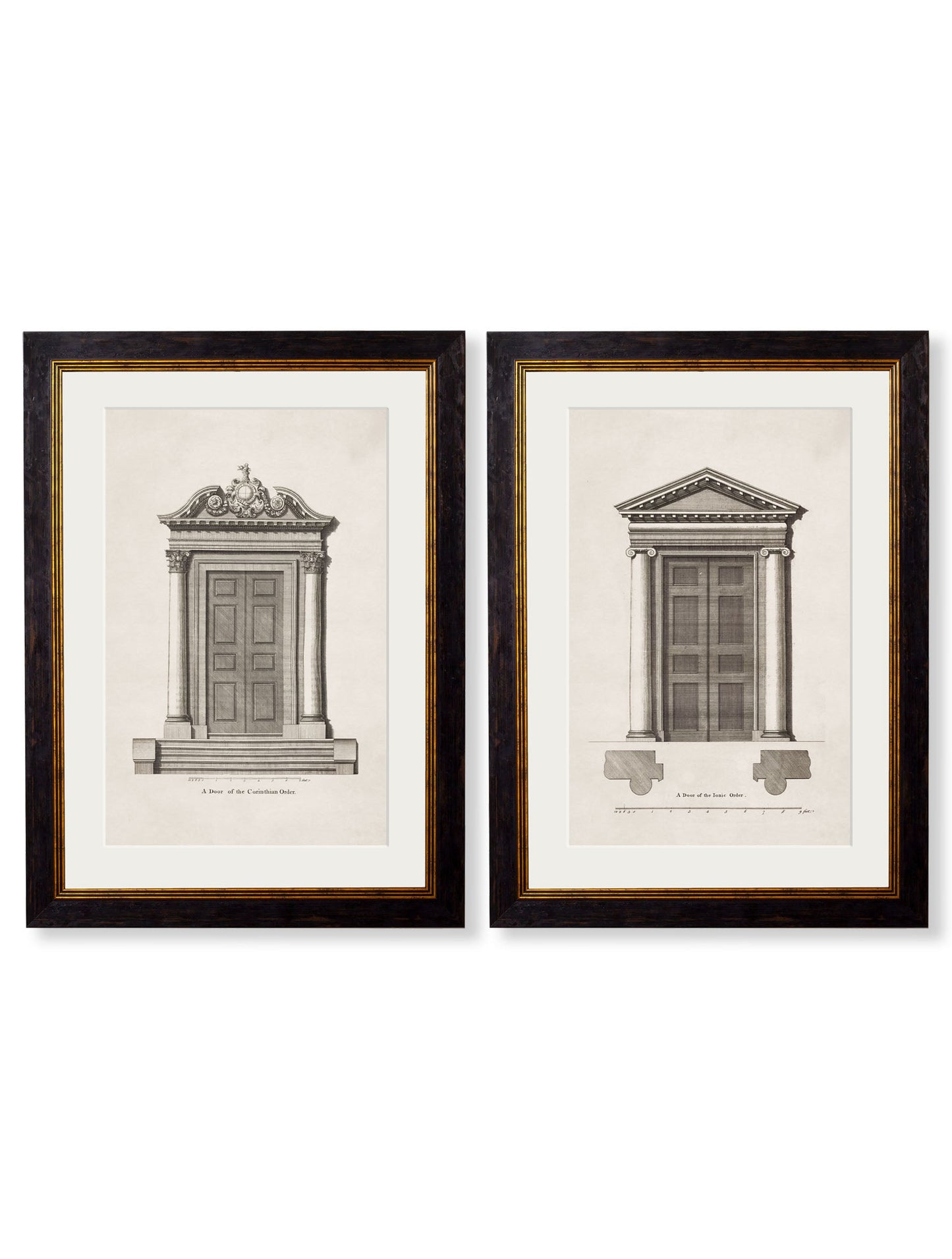 c.1756 Architectural Studies of Doors in size 38 x 50cm - glass-fronted framed wall art print with solid wood frame, perfect for luxury home decor