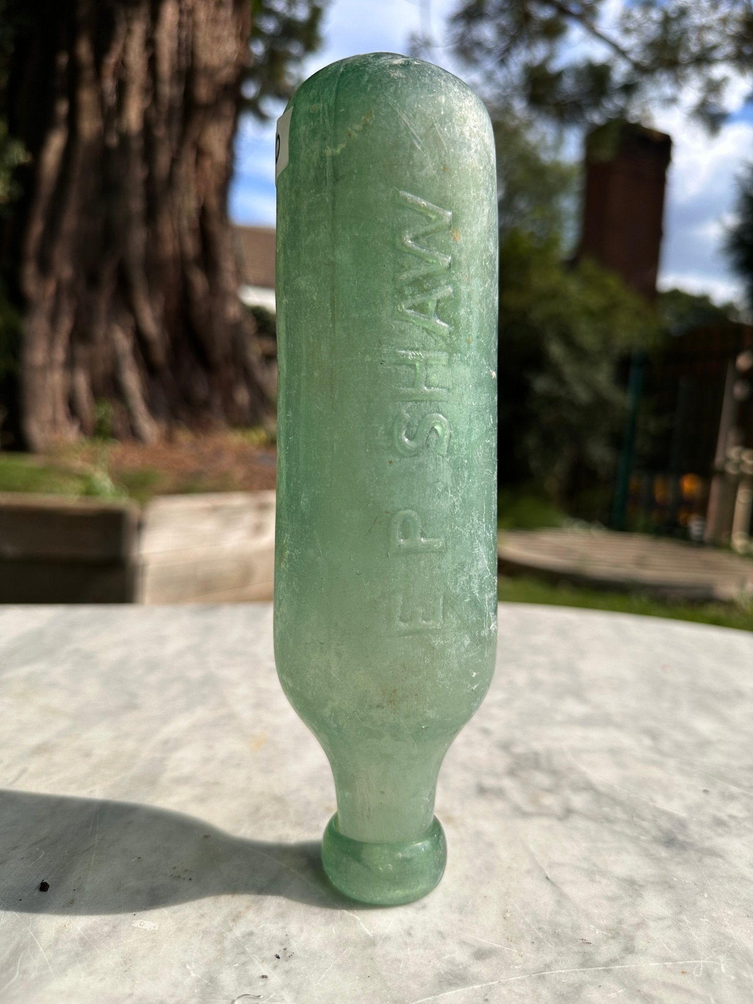 E. P. Shaw, Wakefield Antique Opaque Aqua Glass Bottle - Vintage Glass BottleThe Furniture Recycling ShopBottle