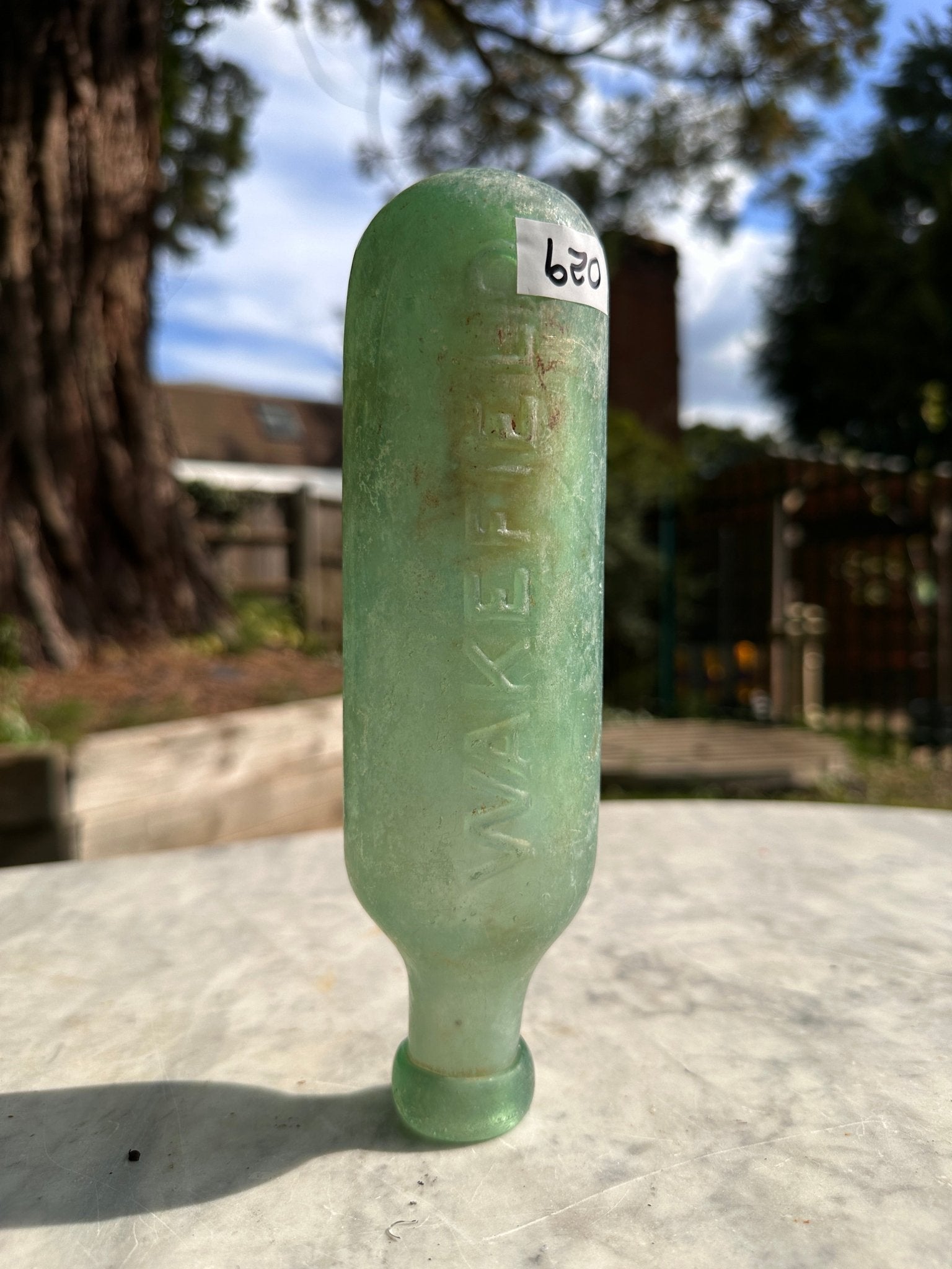 E. P. Shaw, Wakefield Antique Opaque Aqua Glass Bottle - Vintage Glass BottleThe Furniture Recycling ShopBottle