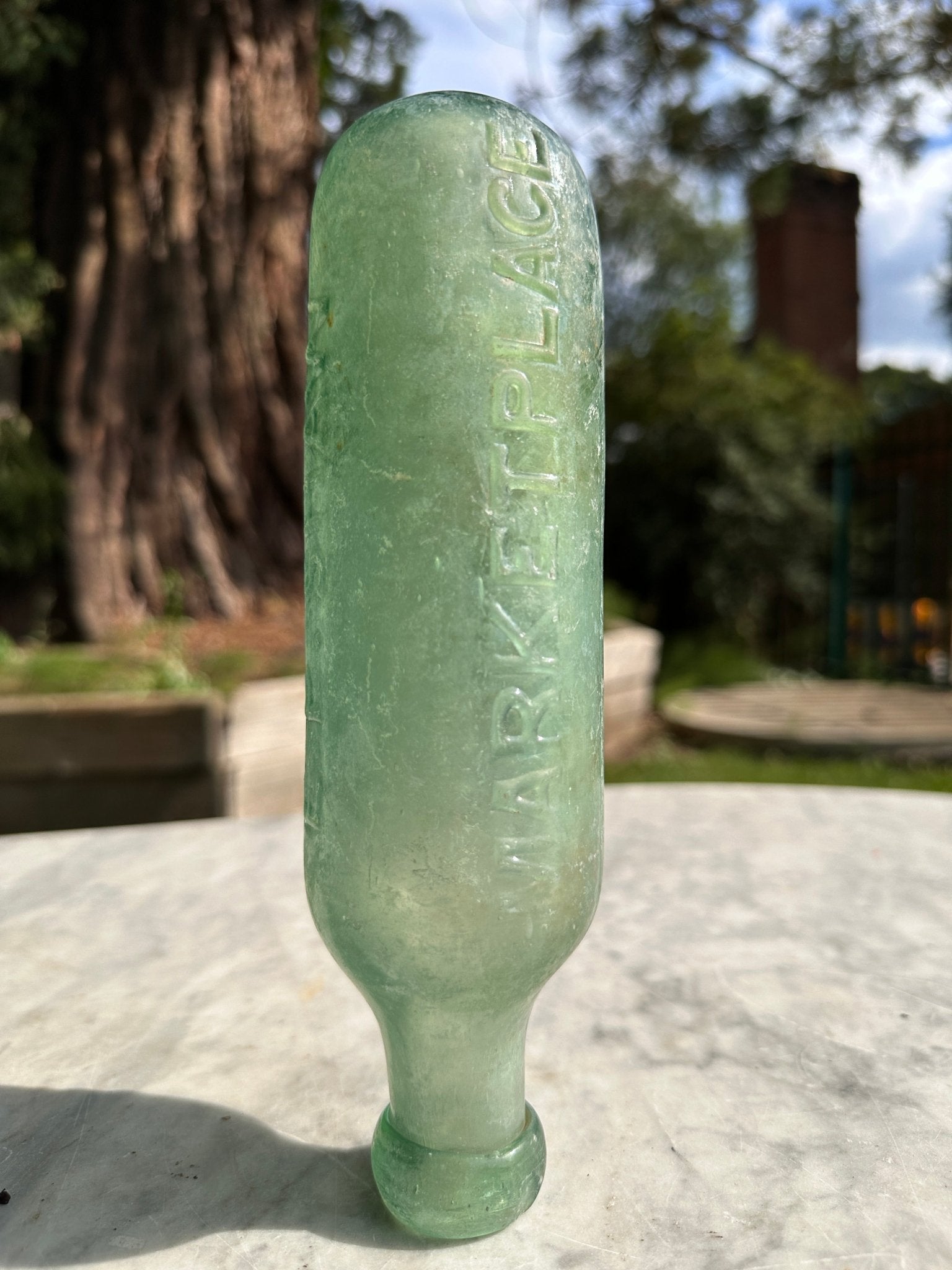 E. P. Shaw, Wakefield Antique Opaque Aqua Glass Bottle - Vintage Glass BottleThe Furniture Recycling ShopBottle