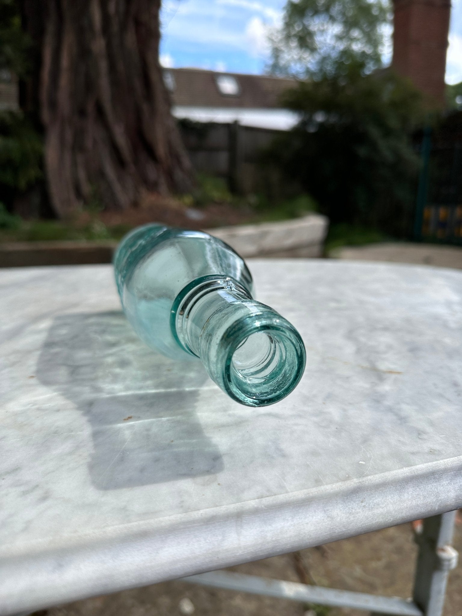 E. Whitworths, Leeds, Antique Aqua Blue Glass Bottle - Vintage Glass BottleThe Furniture Recycling ShopBottle