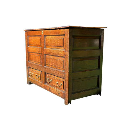 Early 19th Century Antique Tall Oak Mule Chest, Blanket Chest With Candle BoxThe Furniture Recycling Shop