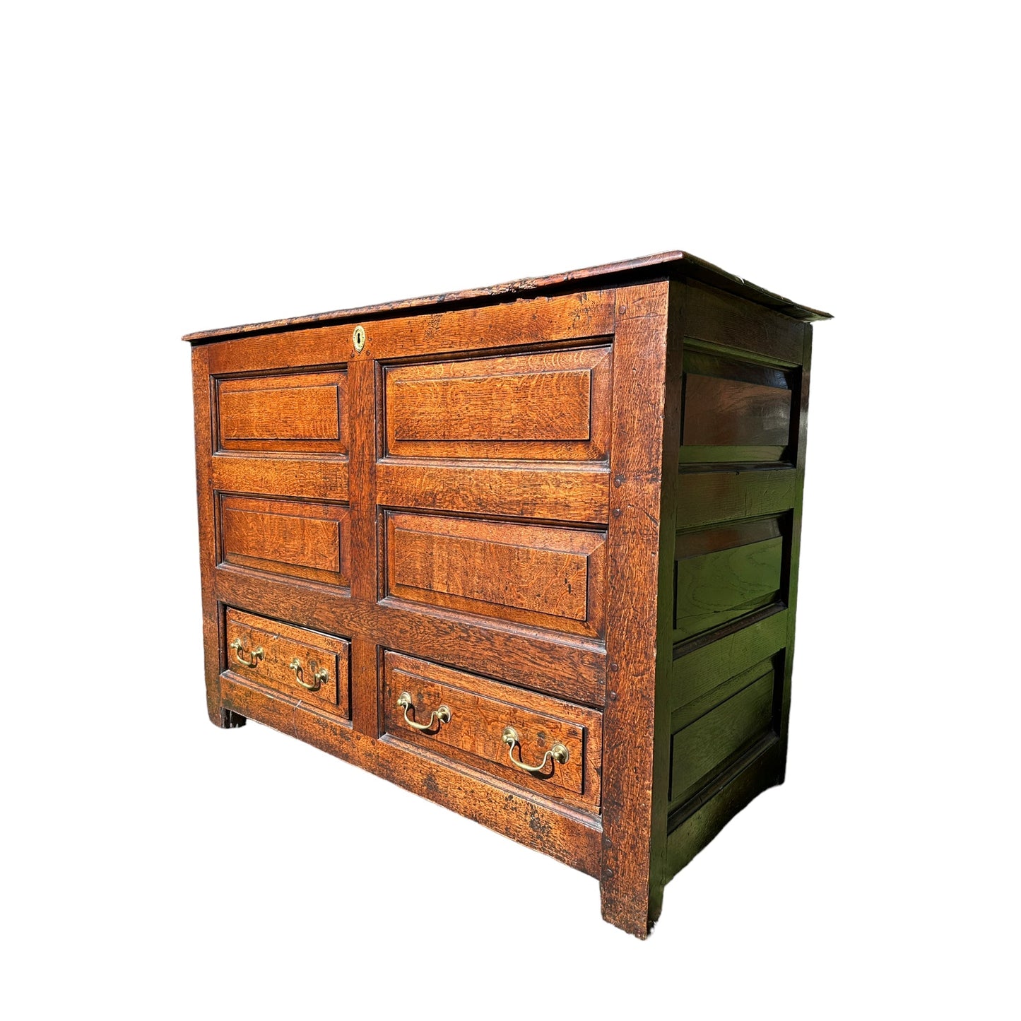 Early 19th Century Antique Tall Oak Mule Chest, Blanket Chest With Candle BoxThe Furniture Recycling Shop