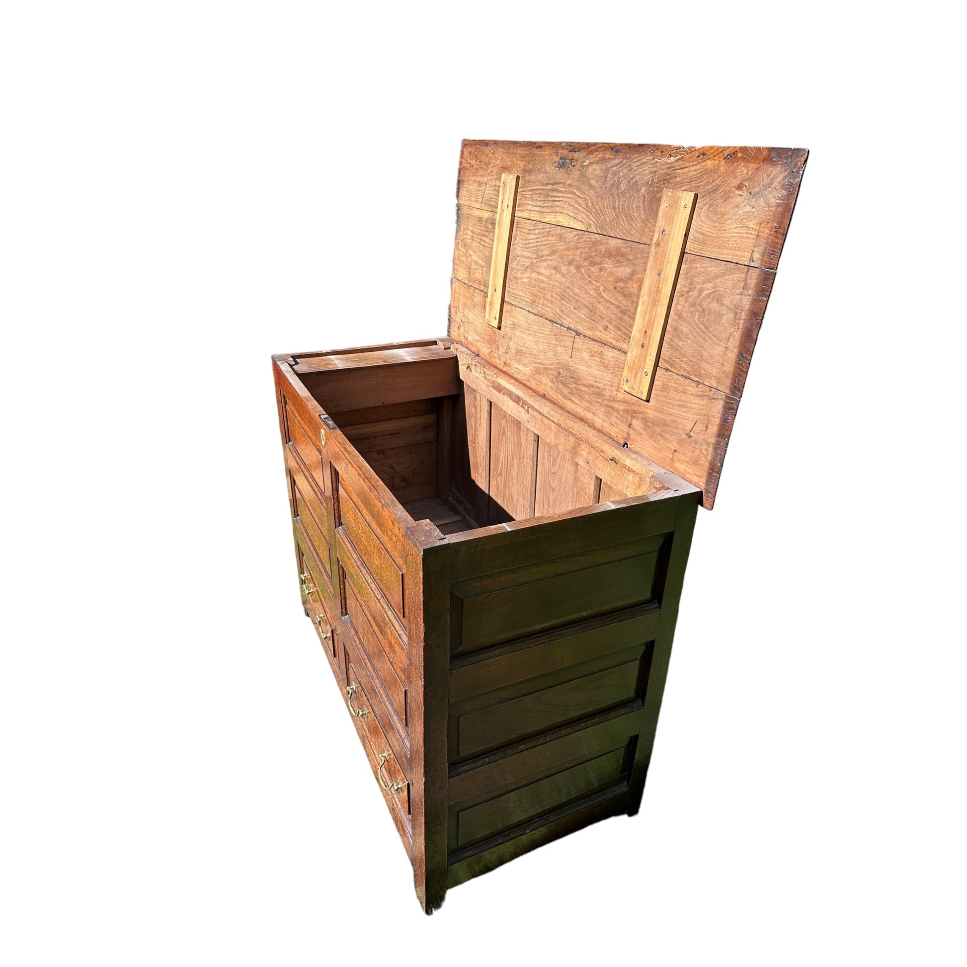 Early 19th Century Antique Tall Oak Mule Chest, Blanket Chest With Candle BoxThe Furniture Recycling Shop