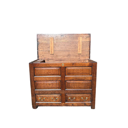 Early 19th Century Antique Tall Oak Mule Chest, Blanket Chest With Candle BoxThe Furniture Recycling Shop