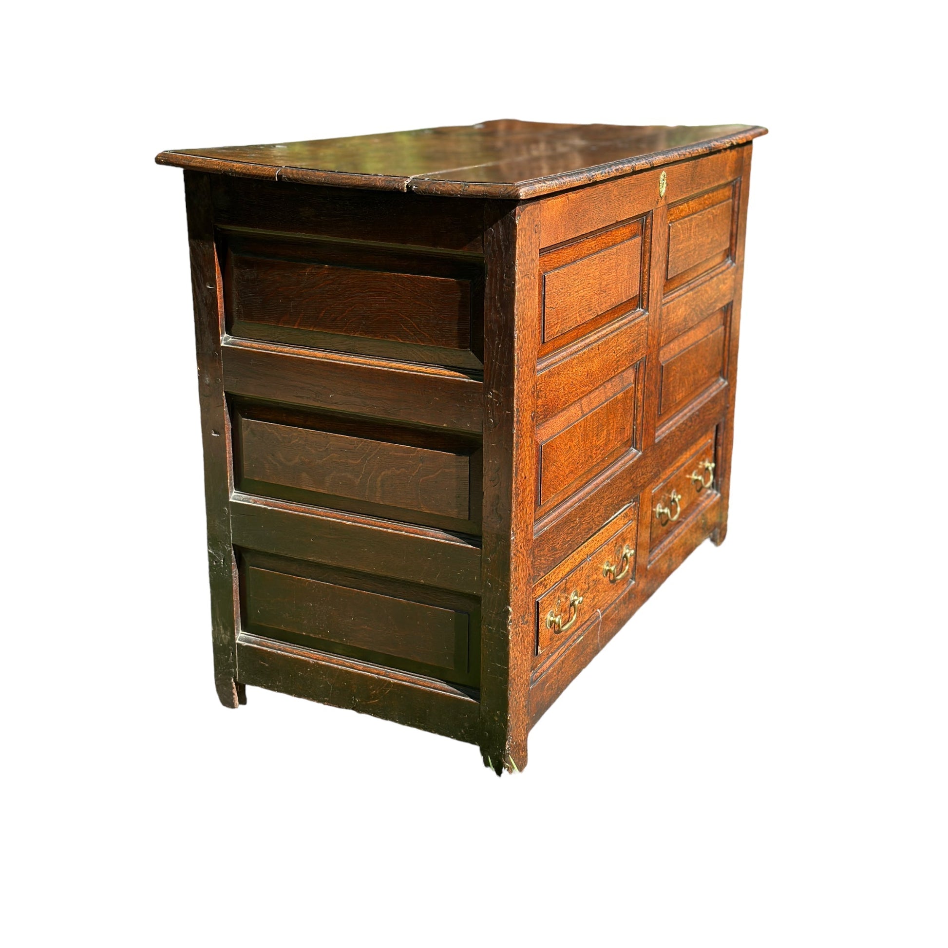 Early 19th Century Antique Tall Oak Mule Chest, Blanket Chest With Candle BoxThe Furniture Recycling Shop