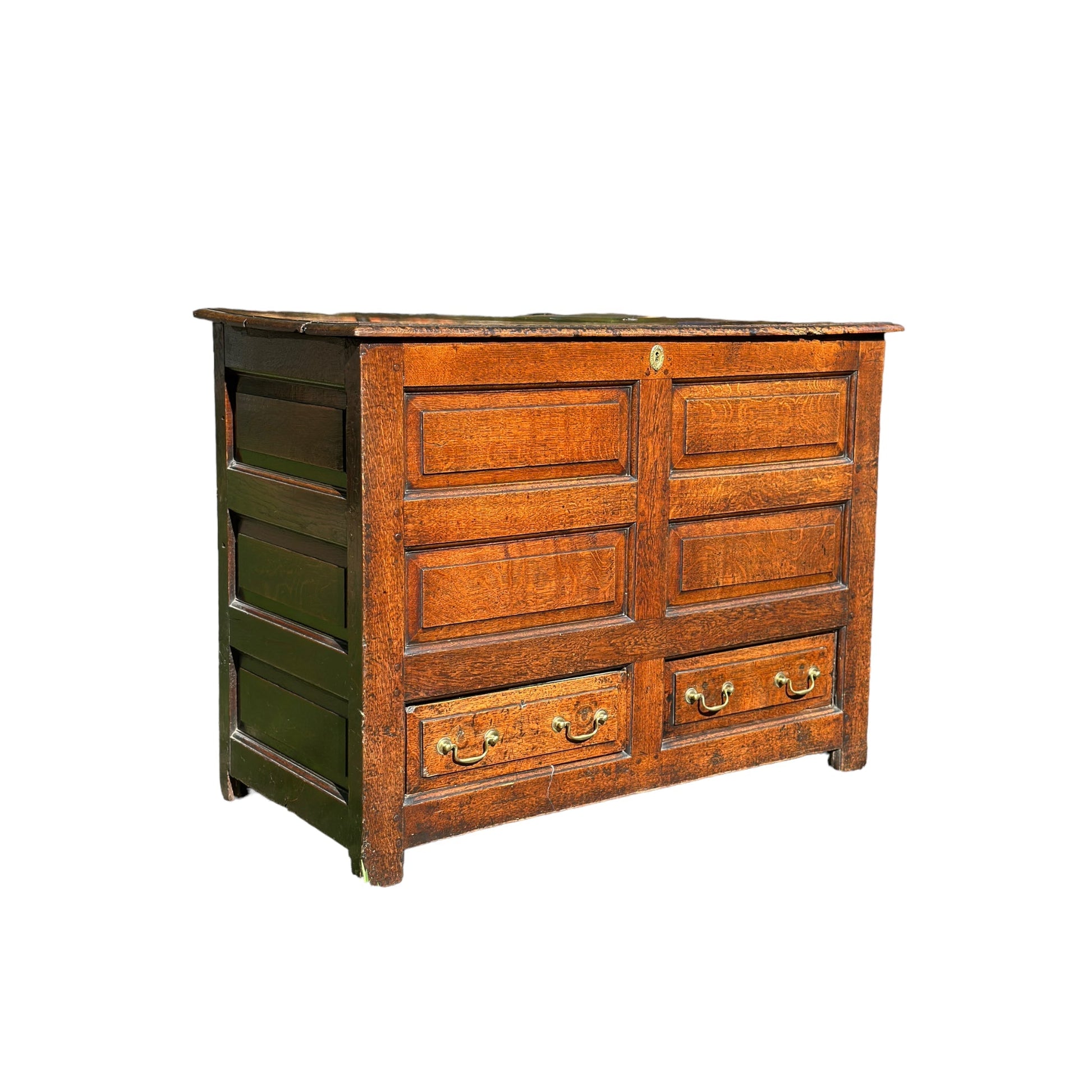 Early 19th Century Antique Tall Oak Mule Chest, Blanket Chest With Candle BoxThe Furniture Recycling Shop