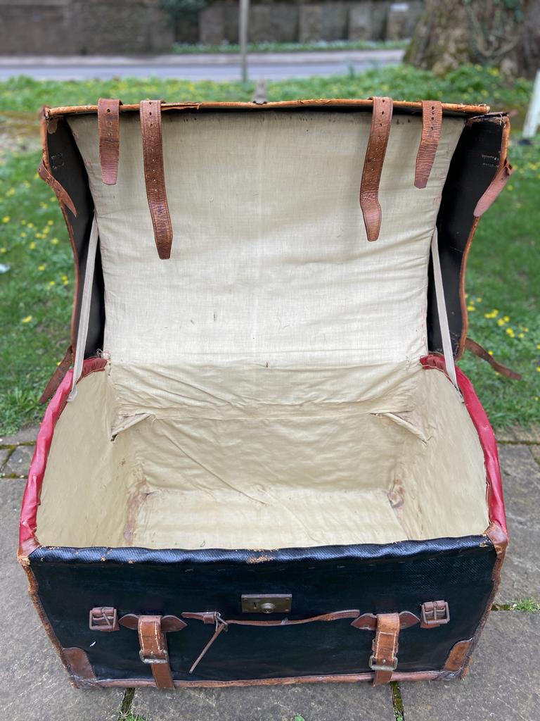 Early 20th Century Canvas and Leather Carriage Dome TrunkThe Furniture Recycling ShopFurniture
