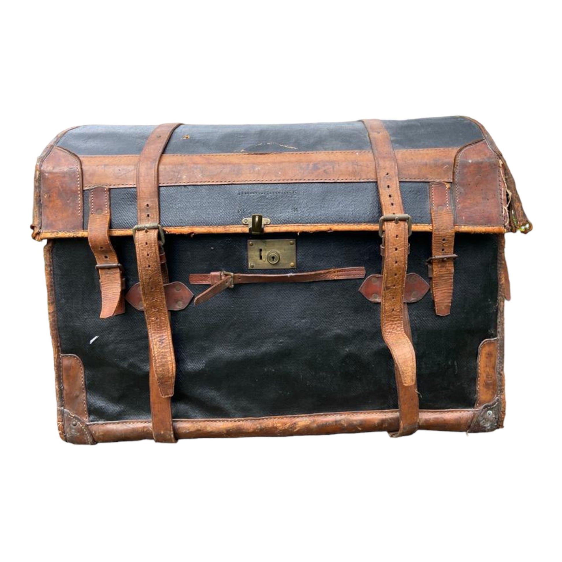 Early 20th Century Canvas and Leather Carriage Dome TrunkThe Furniture Recycling ShopFurniture