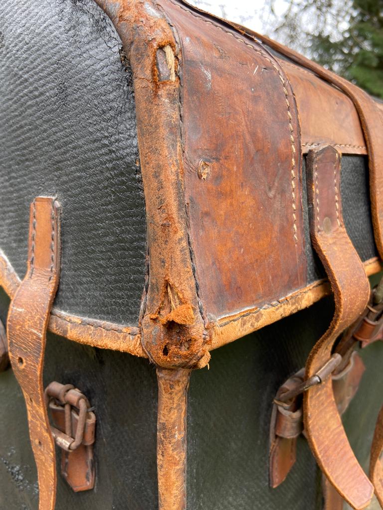 Early 20th Century Canvas and Leather Carriage Dome TrunkThe Furniture Recycling ShopFurniture