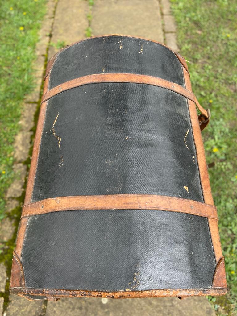 Early 20th Century Canvas and Leather Carriage Dome TrunkThe Furniture Recycling ShopFurniture