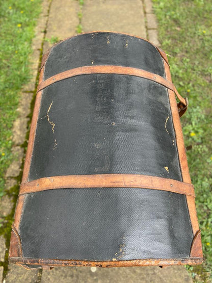 Early 20th Century Canvas and Leather Carriage Dome TrunkThe Furniture Recycling ShopFurniture