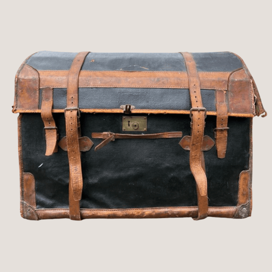Early 20th Century Canvas and Leather Carriage Dome TrunkThe Furniture Recycling ShopFurniture