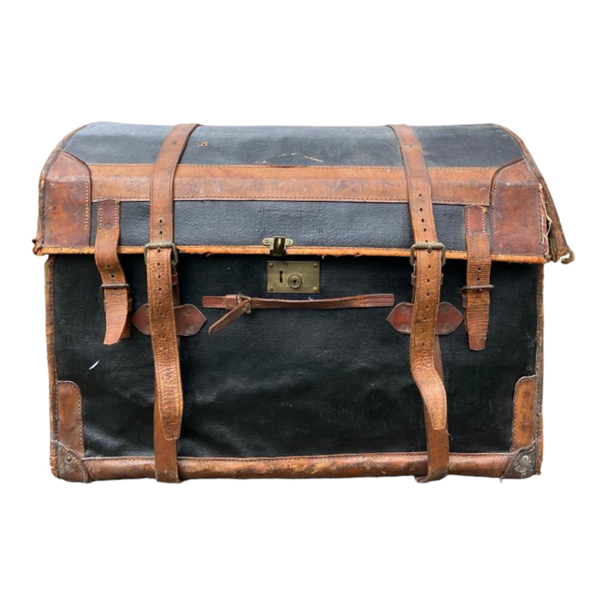 Early 20th Century Canvas and Leather Carriage Dome TrunkThe Furniture Recycling ShopFurniture