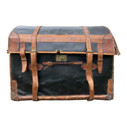 Early 20th Century Canvas and Leather Carriage Dome TrunkThe Furniture Recycling ShopFurniture