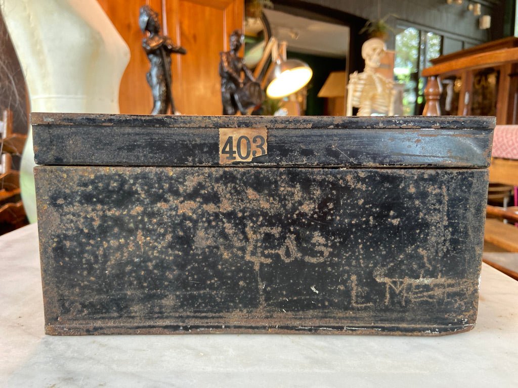 Edwardian Strongbox, Cash Box, Despatch Box, Painted in Black With an Inset Brass Handle (No Lock)The Furniture Recycling ShopFurniture