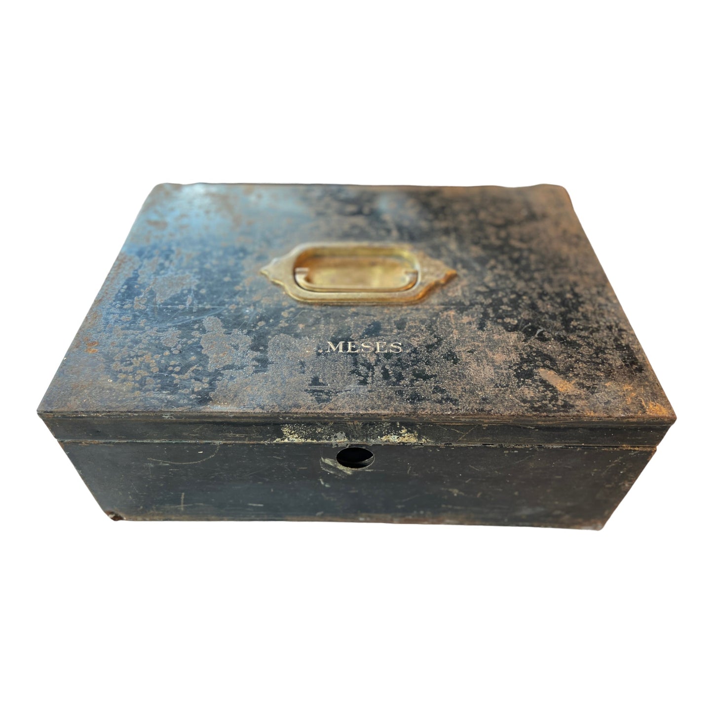 Edwardian Strongbox, Cash Box, Despatch Box, Painted in Black With an Inset Brass Handle (No Lock)The Furniture Recycling ShopFurniture