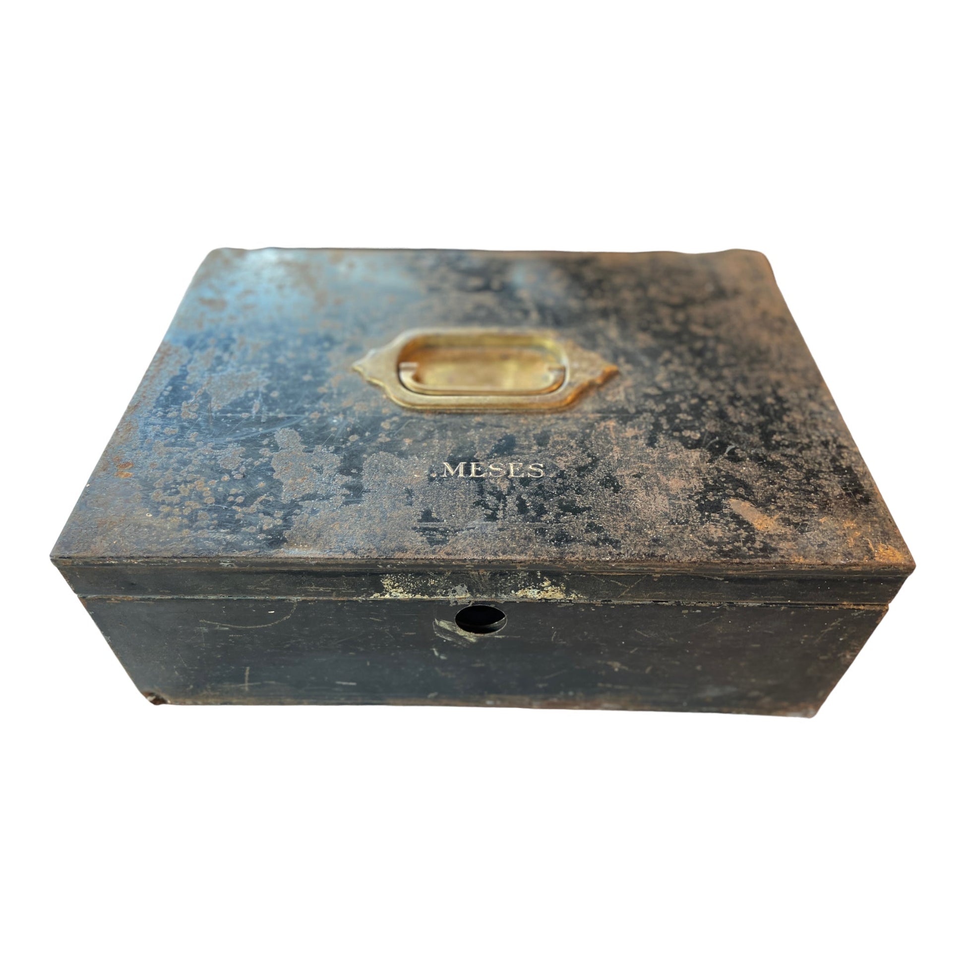 Edwardian Strongbox, Cash Box, Despatch Box, Painted in Black With an Inset Brass Handle (No Lock)The Furniture Recycling ShopFurniture