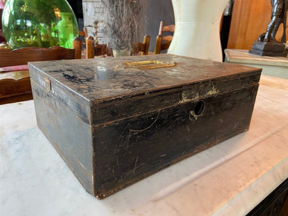 Edwardian Strongbox, Cash Box, Despatch Box, Painted in Black With an Inset Brass Handle (No Lock)The Furniture Recycling ShopFurniture