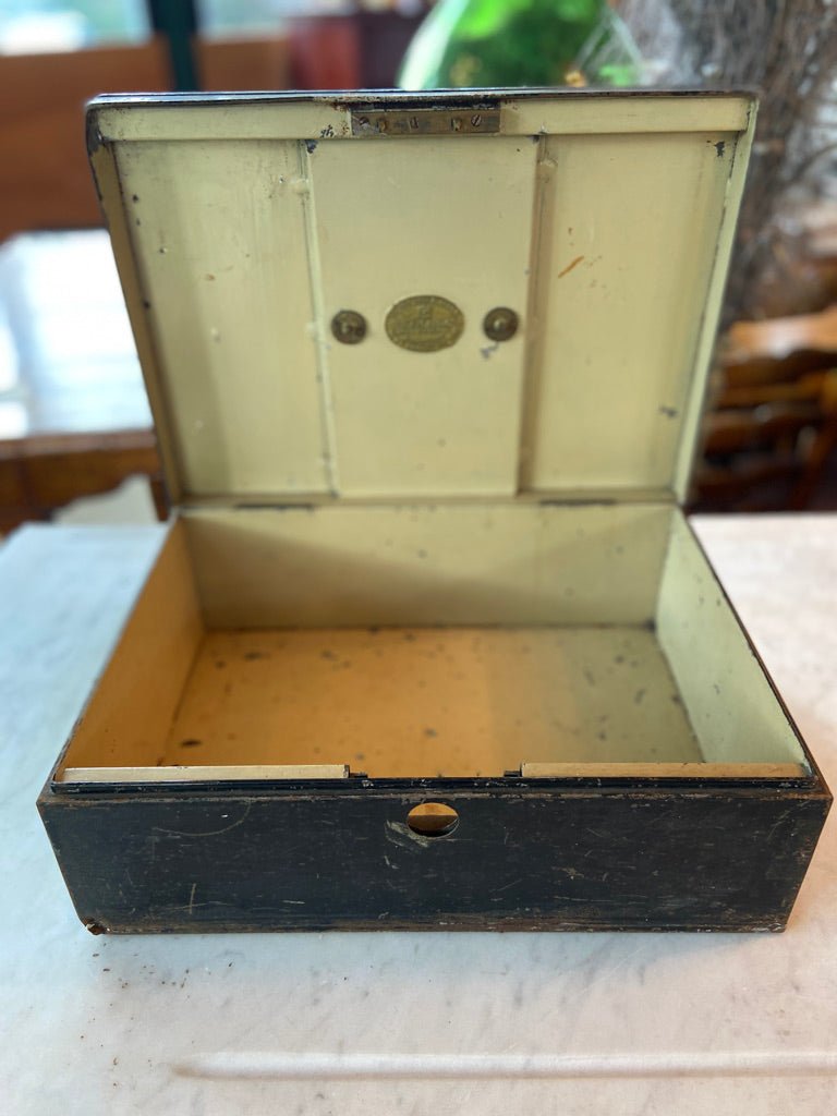 Edwardian Strongbox, Cash Box, Despatch Box, Painted in Black With an Inset Brass Handle (No Lock)The Furniture Recycling ShopFurniture