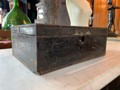 Edwardian Strongbox, Cash Box, Despatch Box, Painted in Black With an Inset Brass Handle (No Lock)The Furniture Recycling ShopFurniture