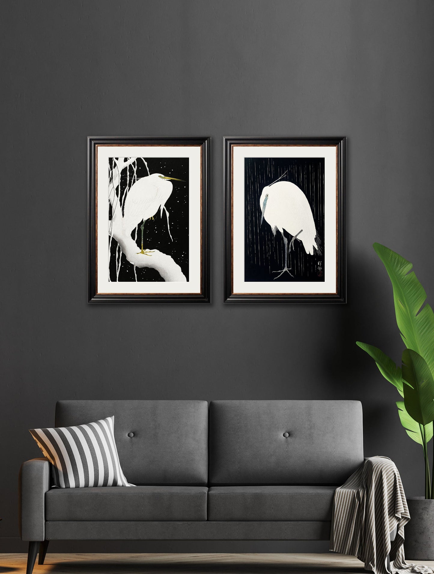 c 1910 roosters ohara koson in size 38 x 50cm - glass-fronted framed wall art print with solid wood frame, ideal for modern interiors