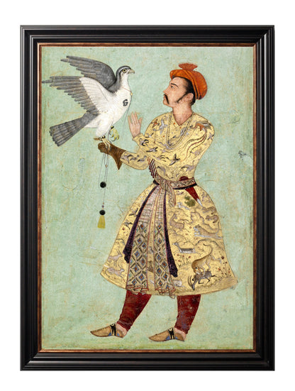 mughals in size 38 x 50cm - glass-fronted framed wall art print with solid wood frame, luxury wall art for sophisticated spaces