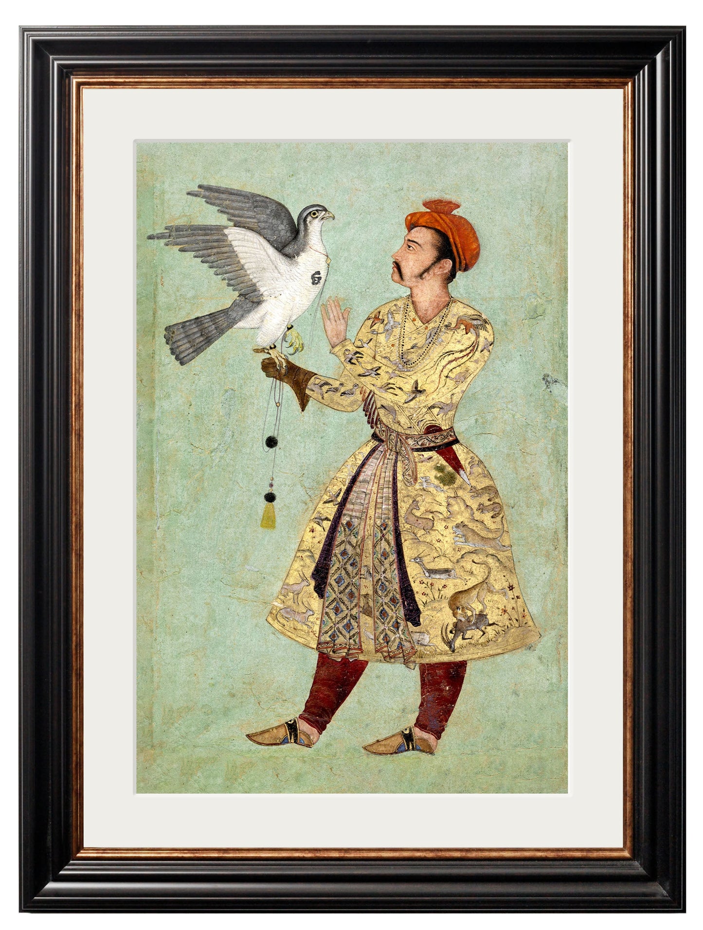 mughals in size 50 x 70cm - glass-fronted framed wall art print with solid wood frame, perfect for luxury home decor