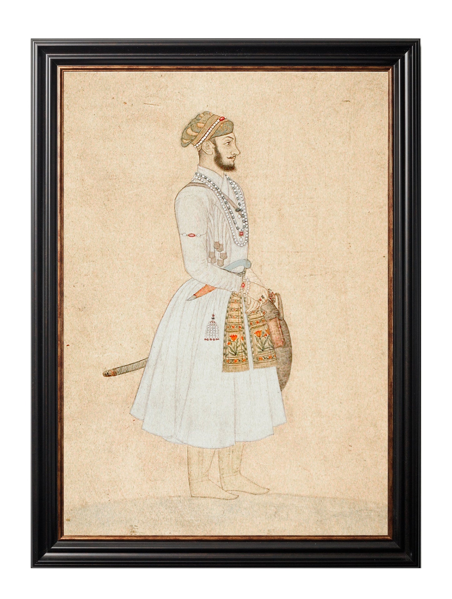 mughals in size 38 x 50cm - glass-fronted framed wall art print with solid wood frame, designed for high-end interior design