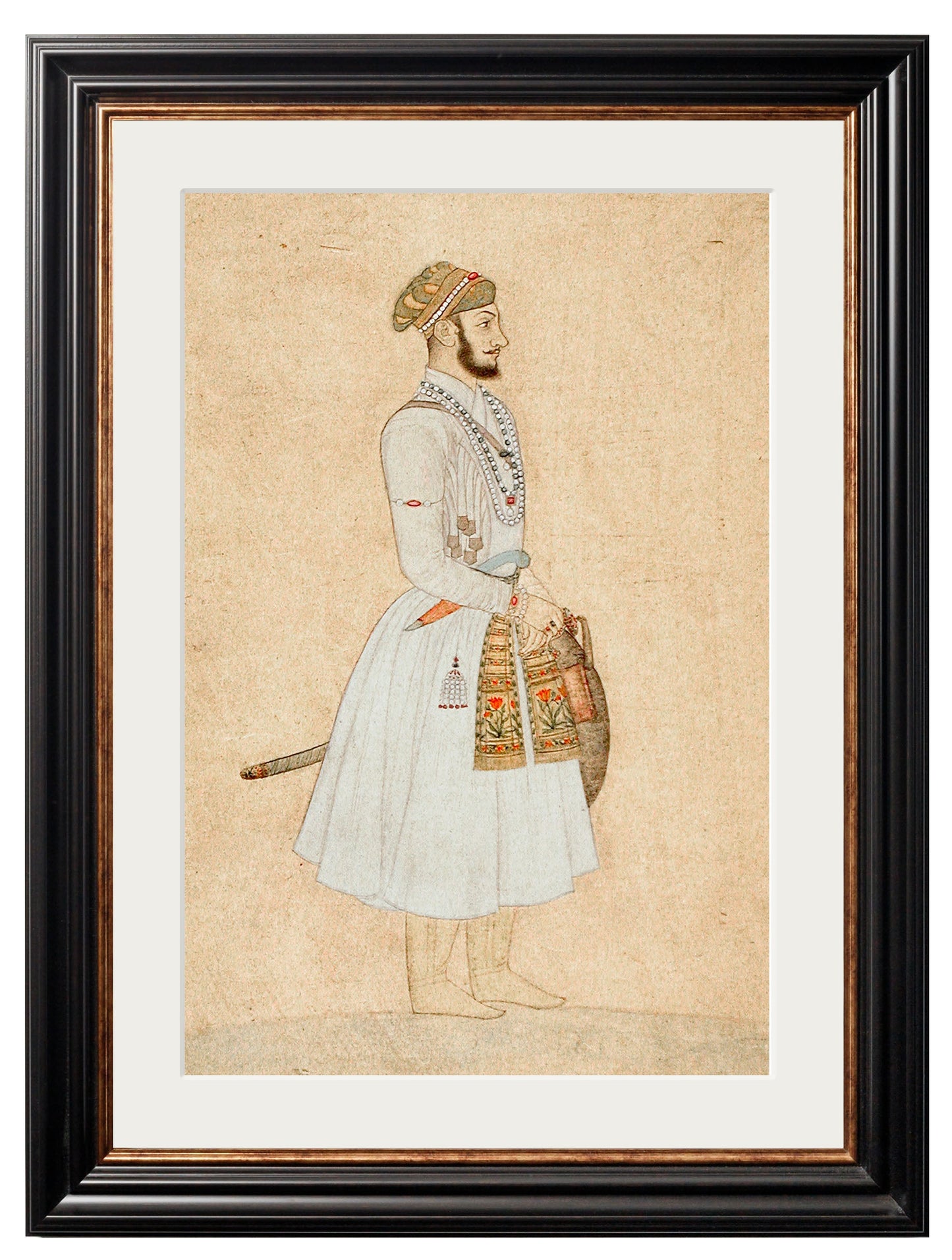 mughals in size 38 x 50cm - glass-fronted framed wall art print with solid wood frame, a beautiful addition to stylish homes