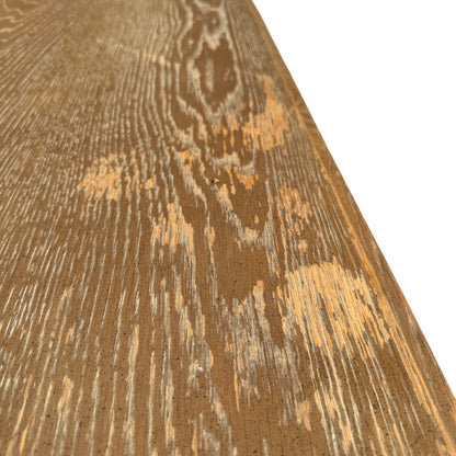Side profile of oak-effect chest showing veneered panel and painted white grain effect