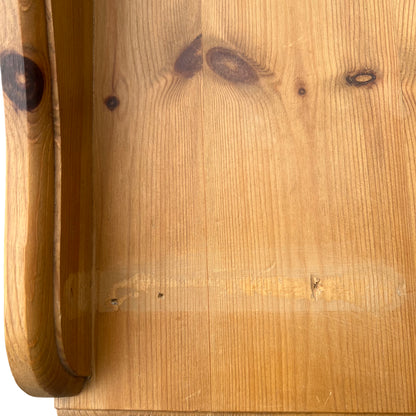 Lower shelf and base of vintage pine hall table with turned supports
